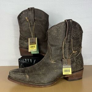 Women’s Leather Ankle Boot Sanded Brown Size 9.5